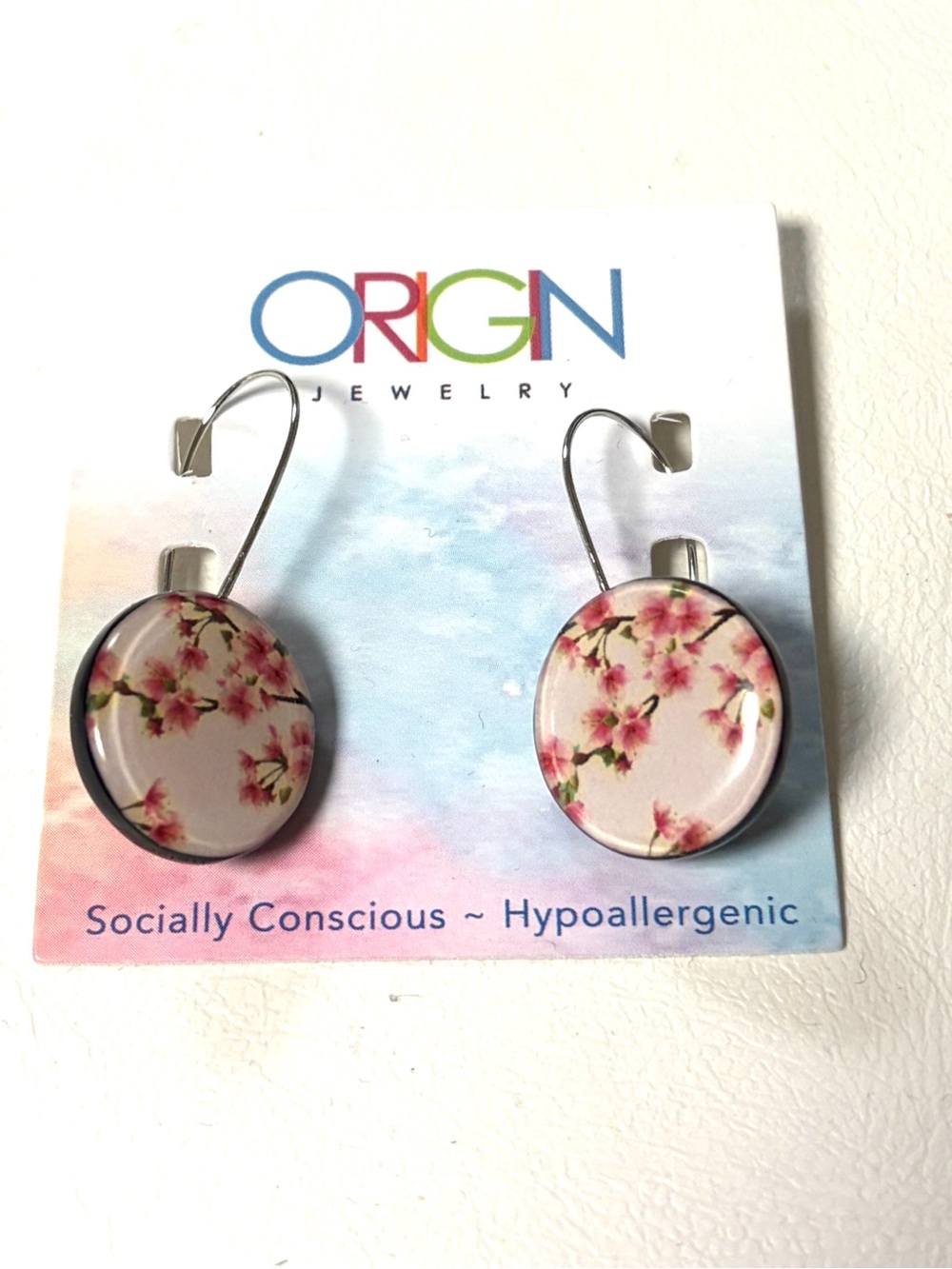 Origin Cherry Blossom Button Drop Earrings